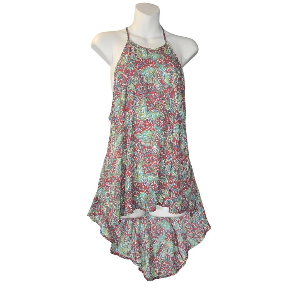 ASTR the‎ Label Women Small Paisley High Low Halter Dress Colorful Boho Festival